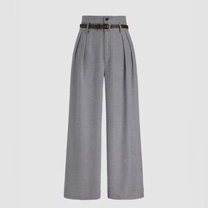 Cider - HOUNDSTOOTH HIGH WAIST WIDE LEG TROUSERS WITH BELT